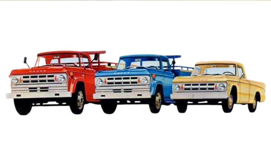 A linha de comerciais da Dodge compreendia a linha leve D-100, a 3/4 D-400 e a média D-700.